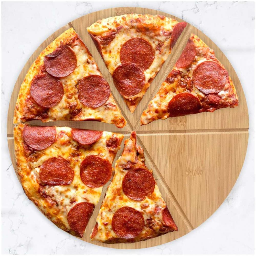 Kh-1565 Tagliere Per Pizza In Bambù Con Scanalature - Foto 2