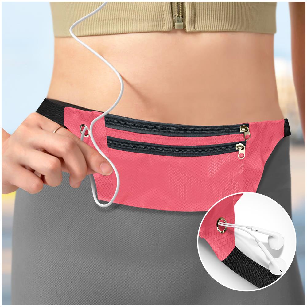 Marsupio Sportivo Multitasche Con Cerniera Bande Riflettenti Regolabile Rosa - Foto 2