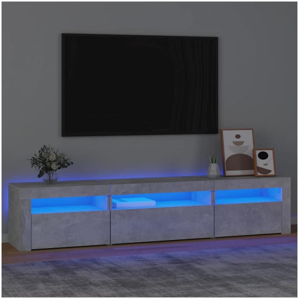 Mobile Porta TV con Luci LED Grigio Cemento 195x35x40 cm - Foto 1