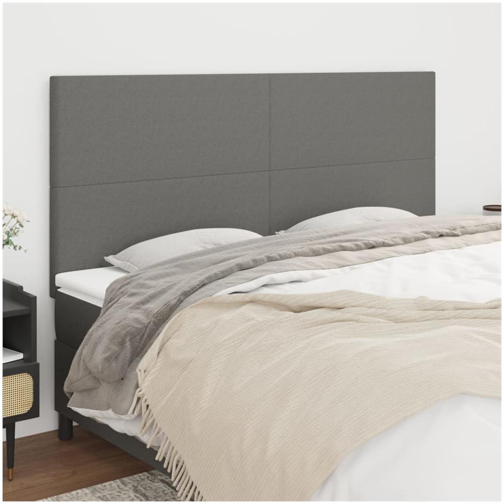 Testiera 4 Pz Grigio Scuro 90x5x78/88 Cm In Tessuto - Foto 1