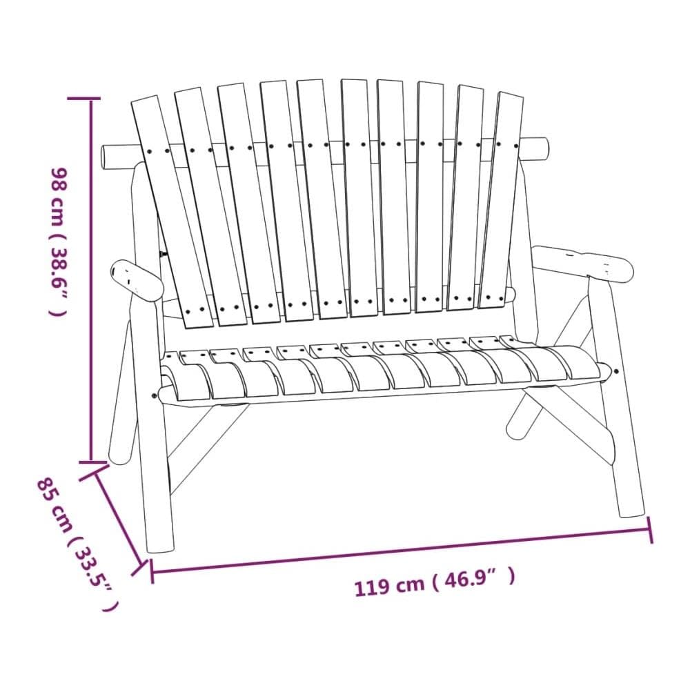 Panca Giardino 2 Posti 119x85x98cm Legno Massello Abete Rosso - Foto 5