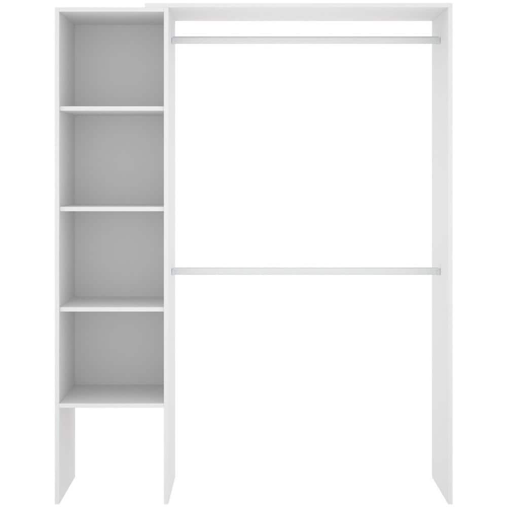 Guardaroba Makalu, Struttura Per Cabina Armadio, Mobile Appendiabiti Aperto, 140x40h187 Cm, Bianco - Foto 2