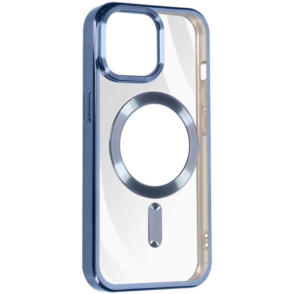 Cover Magsafe Per Iphone 15 Pro Max Silicone Bordo Cromato Blu - Foto 5