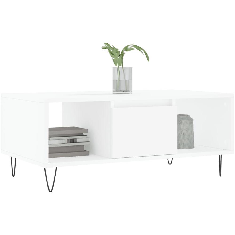 Tavolino Da Salotto Bianco 90x50x36,5 Cm In Legno Multistrato - Foto 3