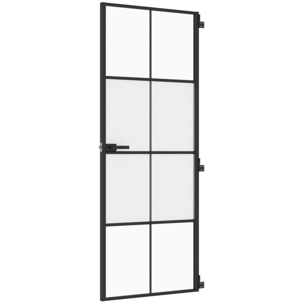 Porta Interni Sottile Nera 76x201,5cm Vetro Temperato Alluminio - Foto 2