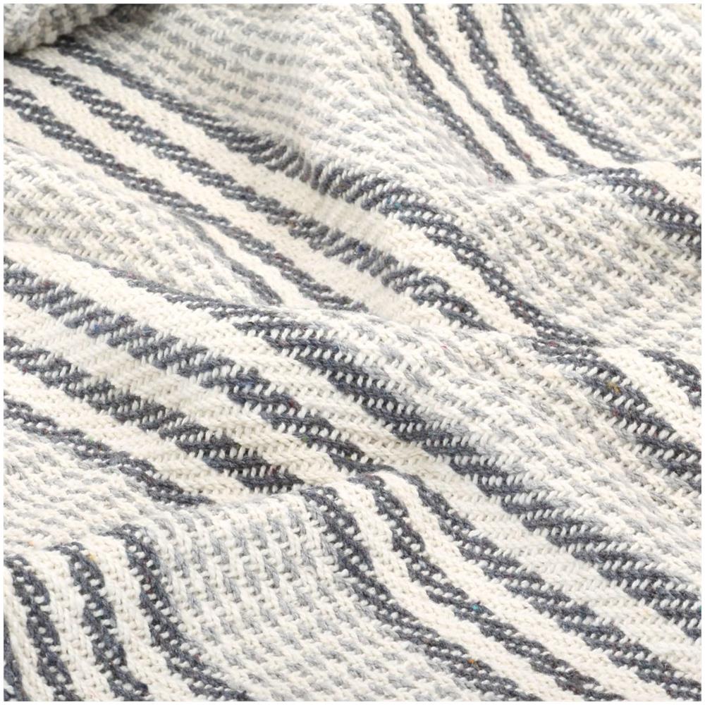 Copriletto in Cotone a Righe 125x150 cm Grigio e Bianco - Foto 2