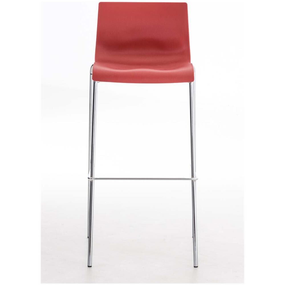 Sgabello Bar Hoover in Polipropilene I Sgabello Alto Design 4 Gambe in Metallo | Sedia Sgabello Impilabile con Schienale I Sgabello Bancone H 76 CM Rosso Base Cromata - Foto 2