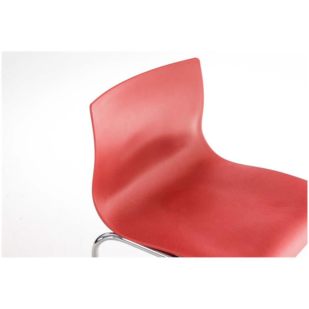Sgabello Bar Hoover in Polipropilene I Sgabello Alto Design 4 Gambe in Metallo | Sedia Sgabello Impilabile con Schienale I Sgabello Bancone H 76 CM Rosso Base Cromata - Foto 5