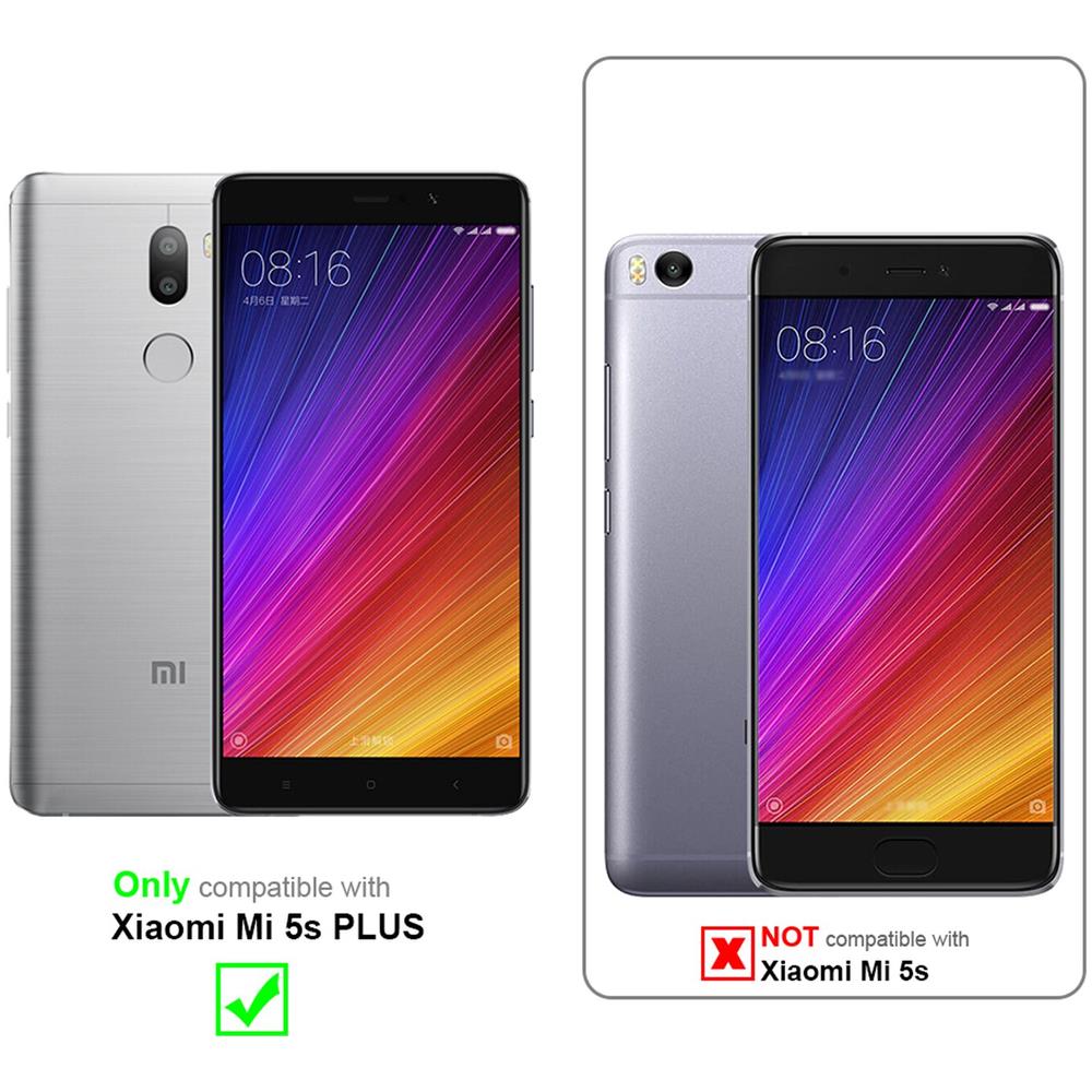 Custodia Compatibile Con Xiaomi Mi 5s Plus In Rosso Carminio - Coperchio Protettiva Con Chiusura Magnetica, Funzione Stand E Tasca Per Le Carte - Foto 2