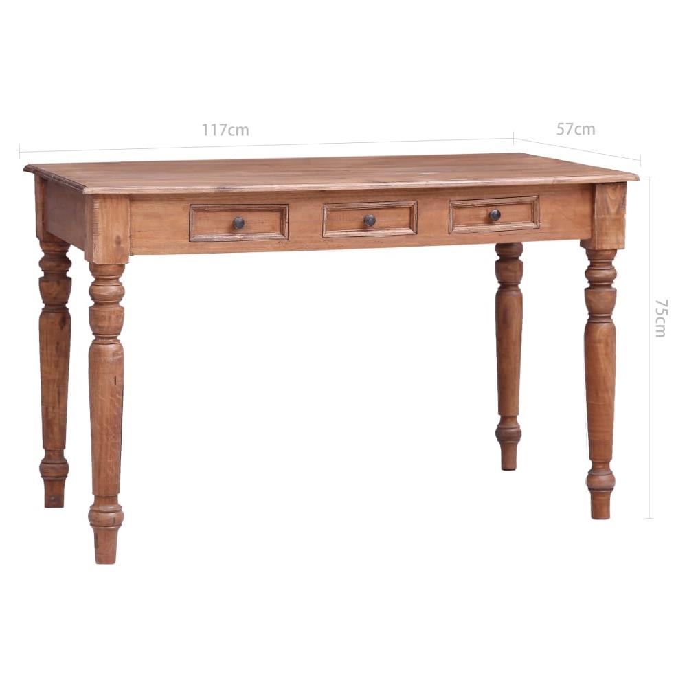 Scrivania Con Cassetti 117x57x75 Cm Legno Massello Di Recupero - Foto 8