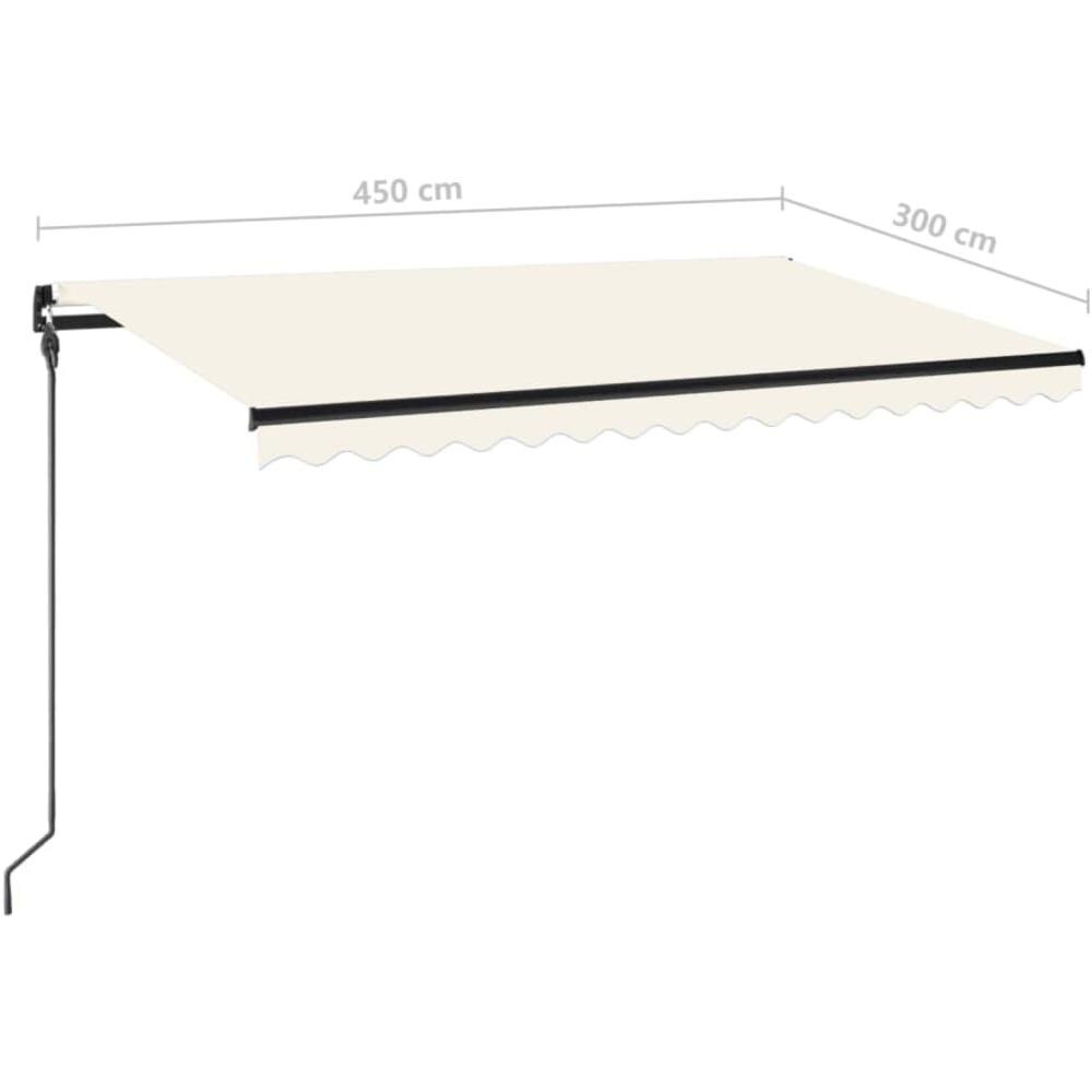Tenda da Sole Retrattile Manuale con LED 450x300 cm Crema - Foto 2