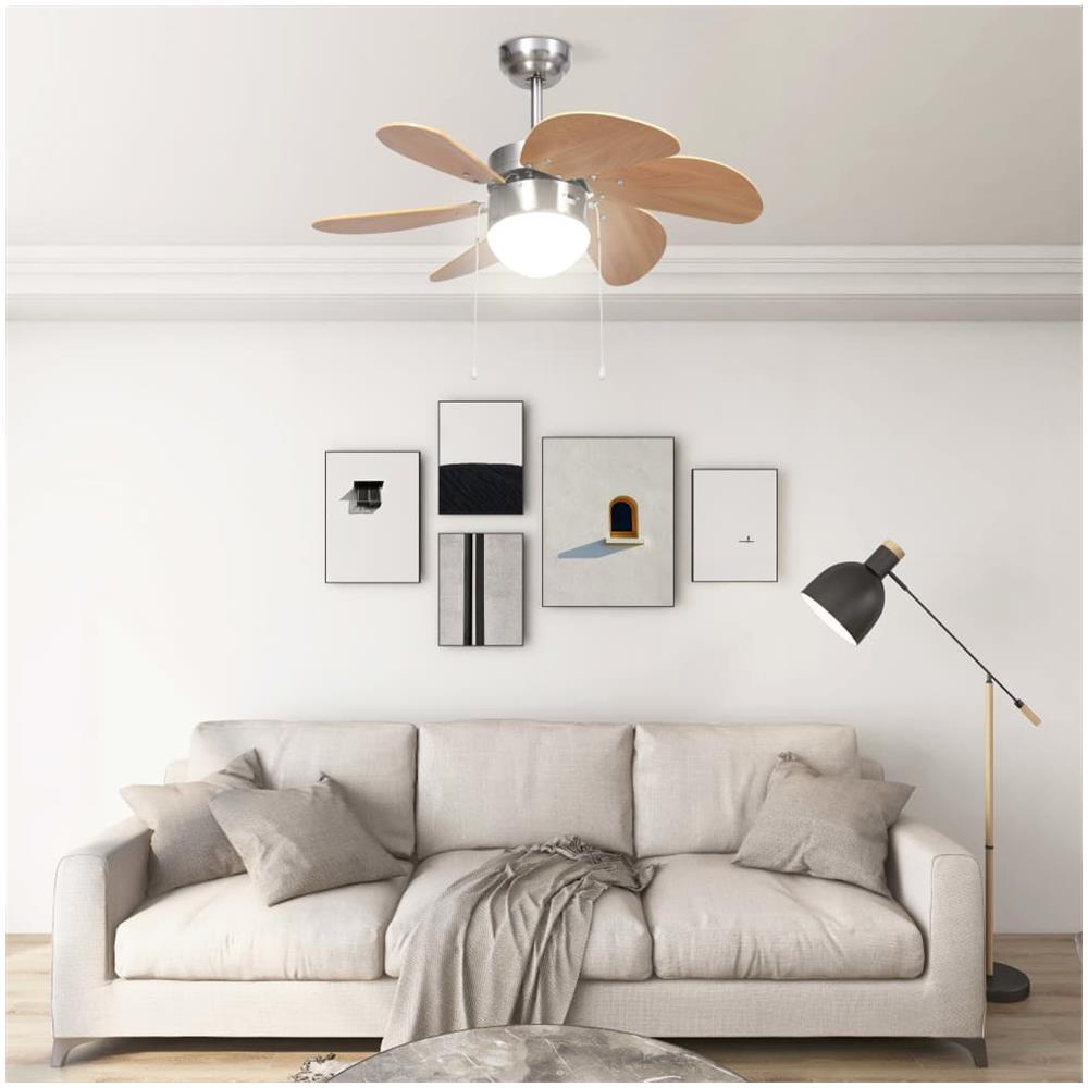 Ventilatore da Soffitto con Luce 76 cm Marrone Chiaro - Foto 2
