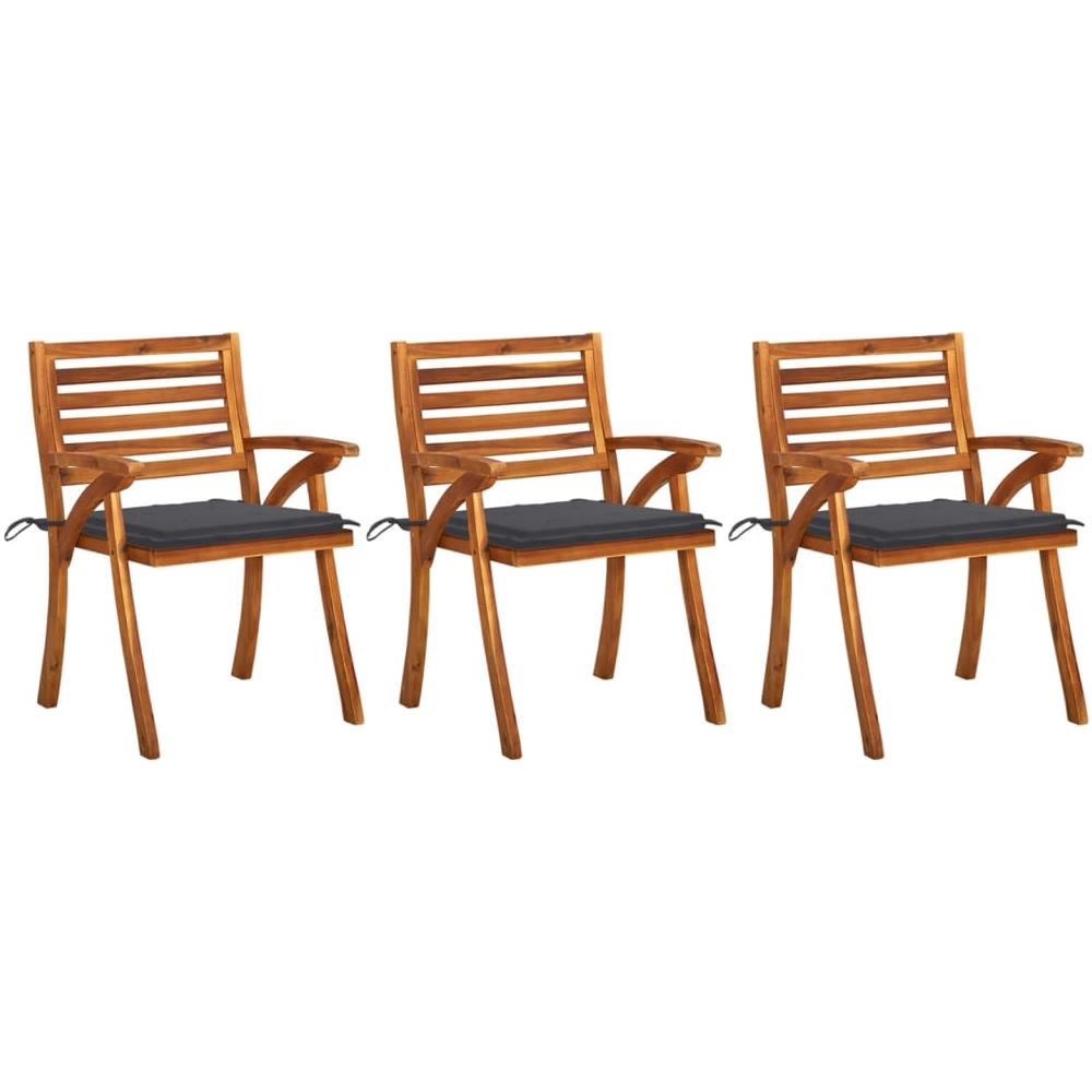 Sedie da Pranzo da Giardino con Cuscini 3 pz Massello di Acacia - Foto 1