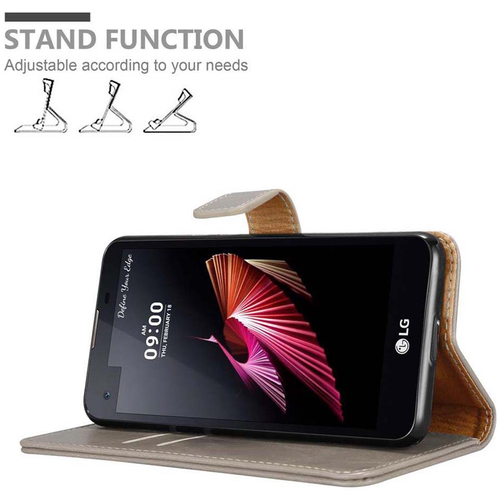 Custodia Compatibile Con Lg X Screen In Marrone Cappuccino - Coperchio Protettiva Con Chiusura Magnetica, Funzione Stand E Tasca Per Le Carte - Foto 2