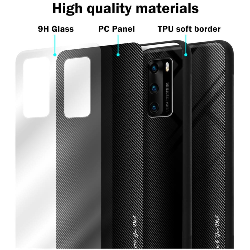 Custodia Compatibile Con Huawei P40 - Ottica A Strisce In Opale Nero - Coperchio Protettivo In Vetro Temperato E Silicone Tpu - Foto 7