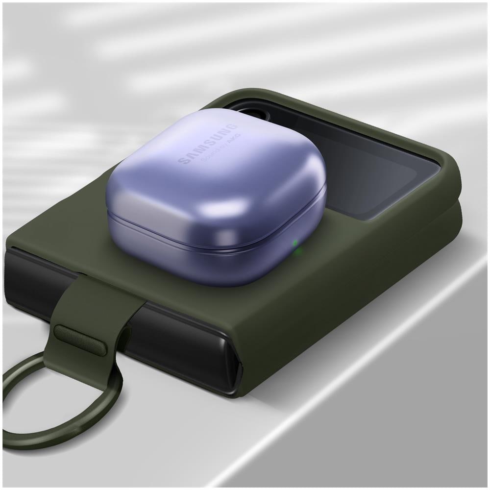 Cover Silicone Ef-pf721tgegww Con Anello Per Galaxy Z Flip4 Sm-f721b Khaki - Foto 8