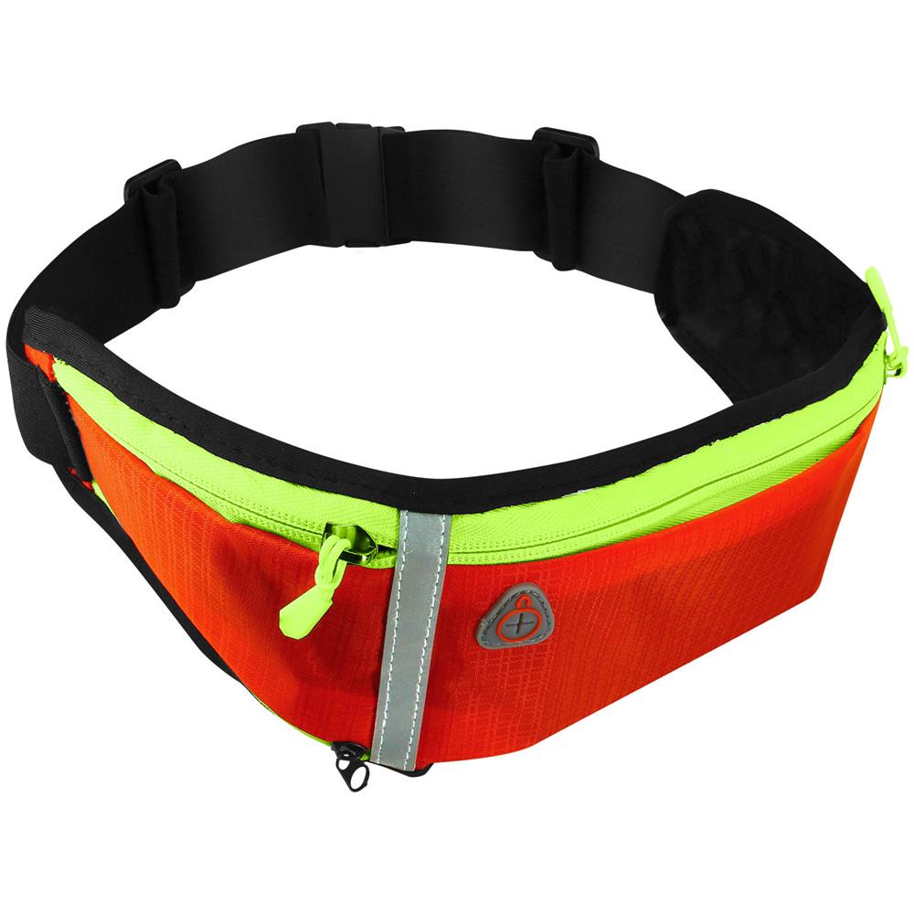 Marsupio Sportivo Regolabile In Vita Chiusura Fibbia Banda Riflettente Arancione - Foto 5