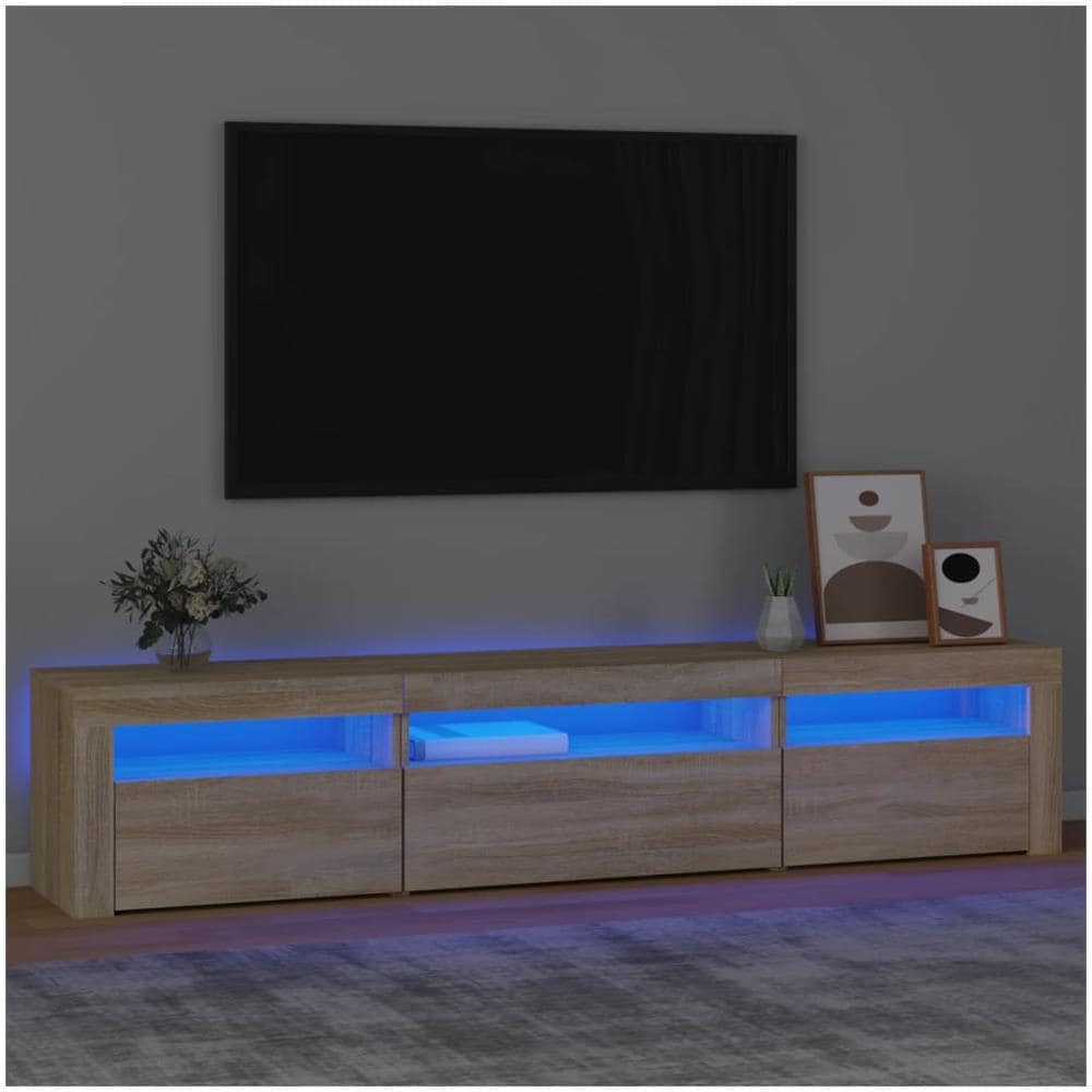 Mobile Porta Tv Con Luci Led Rovere Sonoma 195x35x40 Cm - Foto 1