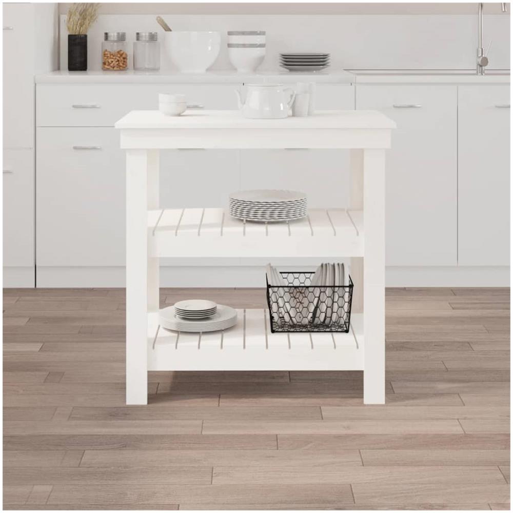 Banco da Lavoro Bianco 78,5x50x80 cm in Legno Massello di Pino - Foto 3