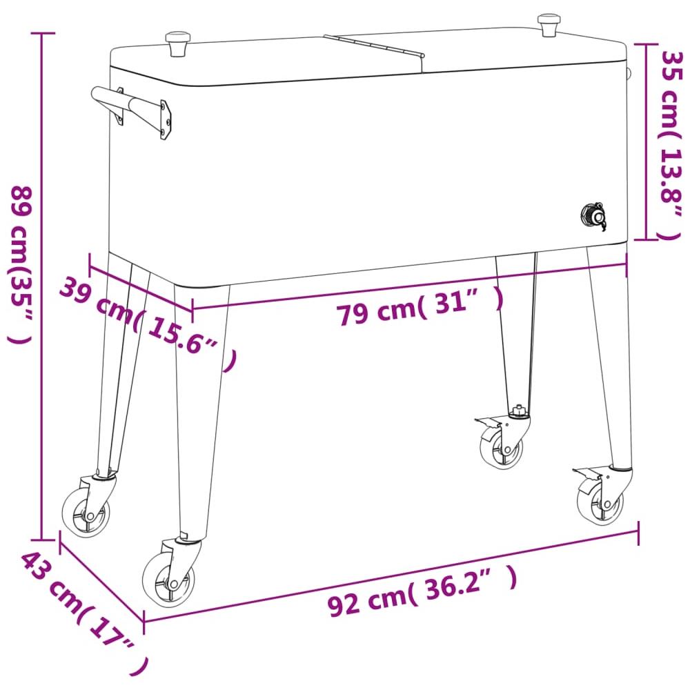 Carrello Porta Ghiaccio Su Ruote Rosso 92x43x89 Cm - Foto 2