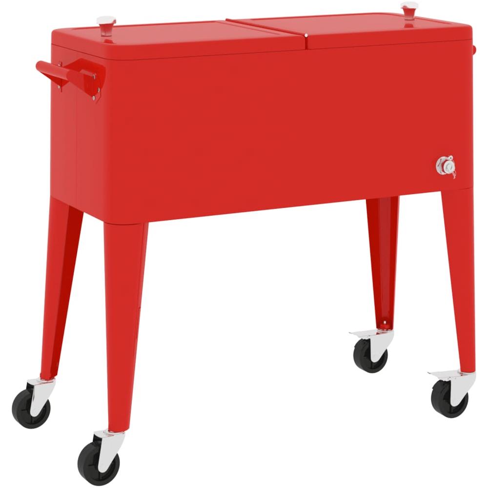 Carrello Porta Ghiaccio Su Ruote Rosso 92x43x89 Cm - Foto 1