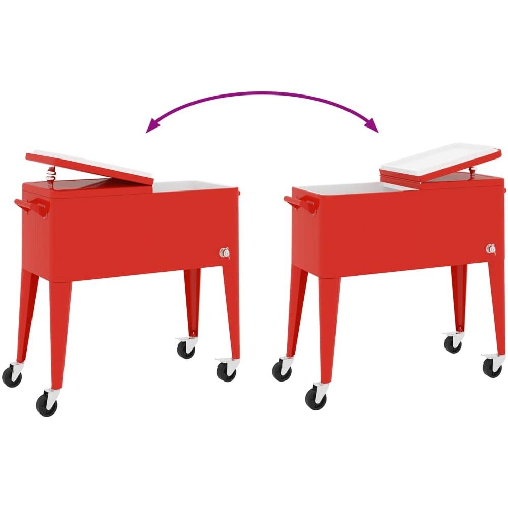 Carrello Porta Ghiaccio Su Ruote Rosso 92x43x89 Cm - Foto 8