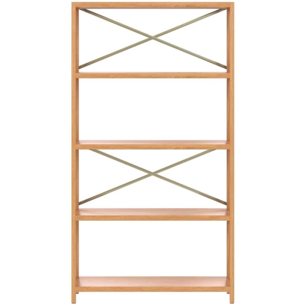 Scaffale A 5 Ripiani 80x30x146 Cm In Legno Massello Di Rovere - Foto 2