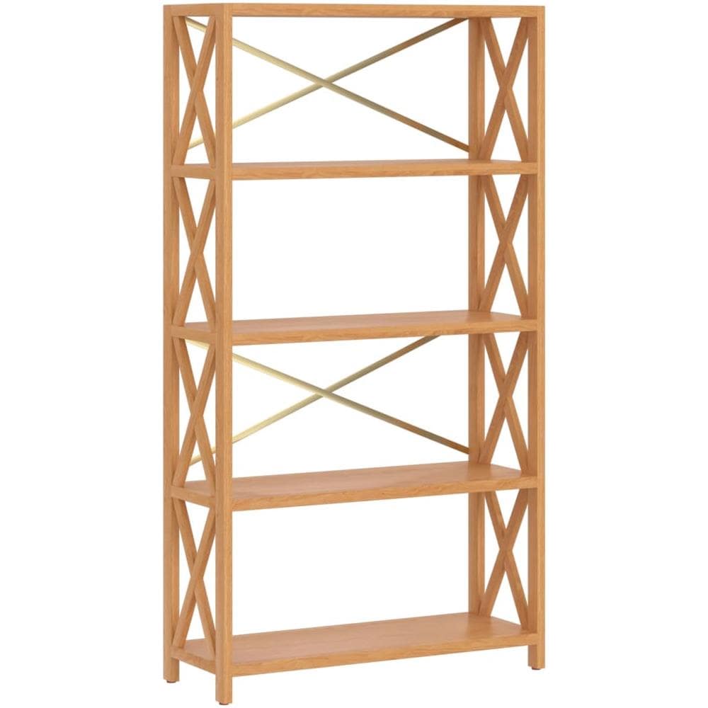 Scaffale A 5 Ripiani 80x30x146 Cm In Legno Massello Di Rovere - Foto 1