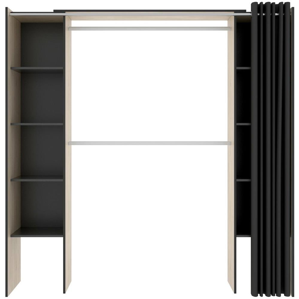 Guardaroba Manaslu, Struttura Per Cabina Armadio, Mobile Appendiabiti Aperto Allungabile, 180x50h205 Cm, Rovere E Grigio - Foto 4