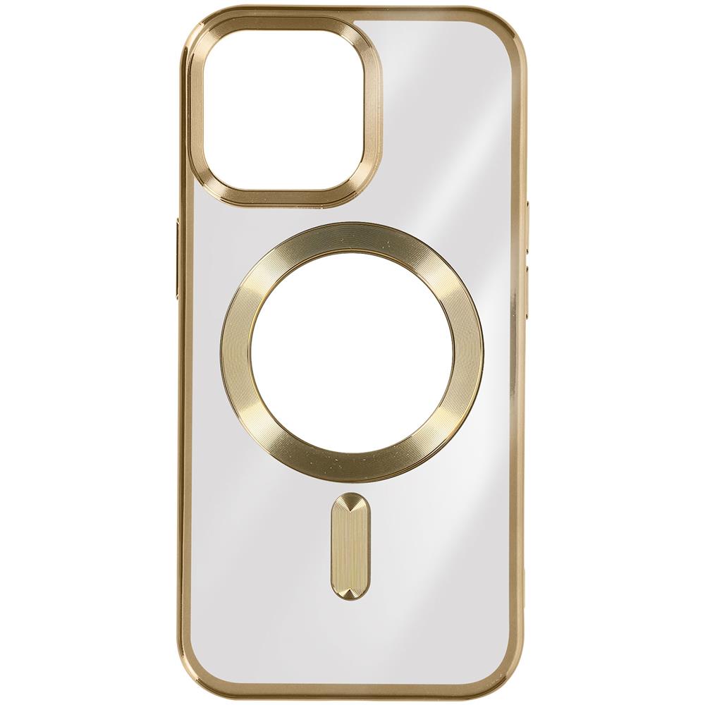 Cover Magsafe Per Iphone 15 Pro Silicone Bordo Cromato Oro - Foto 1
