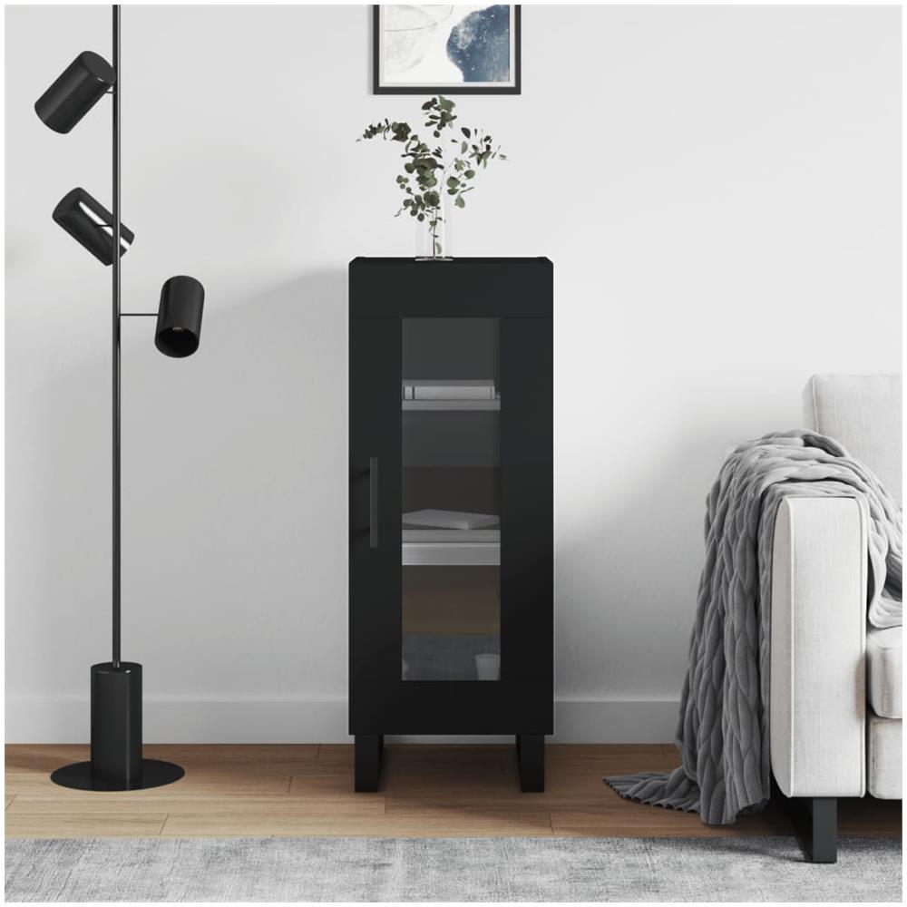Credenza Nero 34,5x34x90 Cm In Legno Multistrato - Foto 1