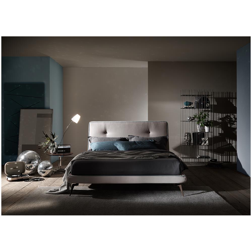 Letto Matrimoniale. Modello Dublin, Rete Per Materasso Da 180x190 Cm, Piedini In Metallo, Tessuto Giroletto Sfoderabile, Made In Italy - Foto 2