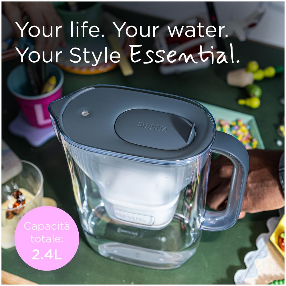 Caraffa filtrante acqua Style Essential Stone Blue (2.4L) incl. 3x filtro MAXTRA PRO PURE PERFORMANCE che riduce cloro, calcare, PFAS e metalli - Adatta alla porta del frigorifero, con indicatore LED - Foto 2