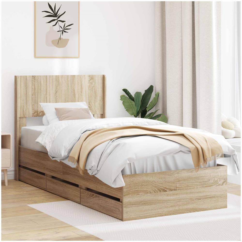 Struttura del letto con stoccaggio e testata Rovere Sonoma - Foto 1