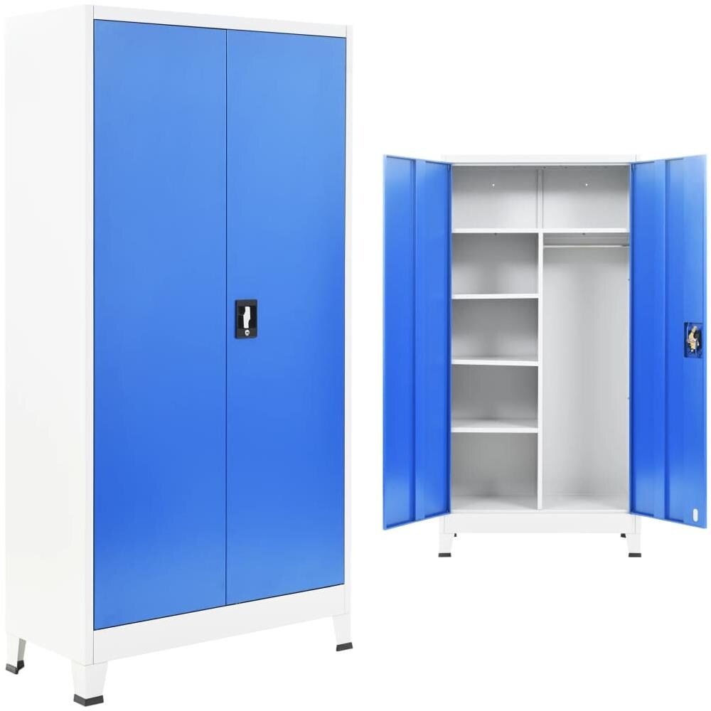 Armadietto Con 2 Ante In Metallo 90x40x180 Cm Grigio E Blu - Foto 1