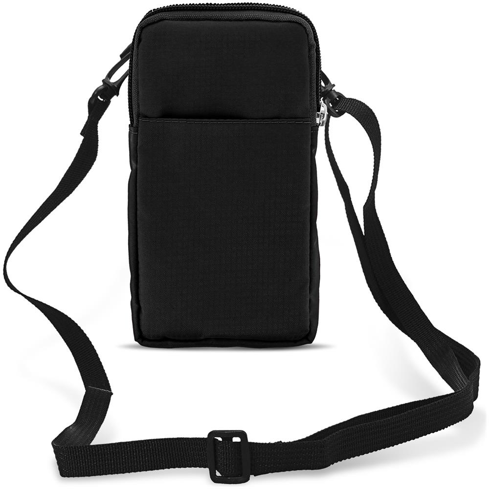 Borsello Cintura Smartphone Passante Cintura Moschettone Tracolla 2 Tasche Nero - Foto 1