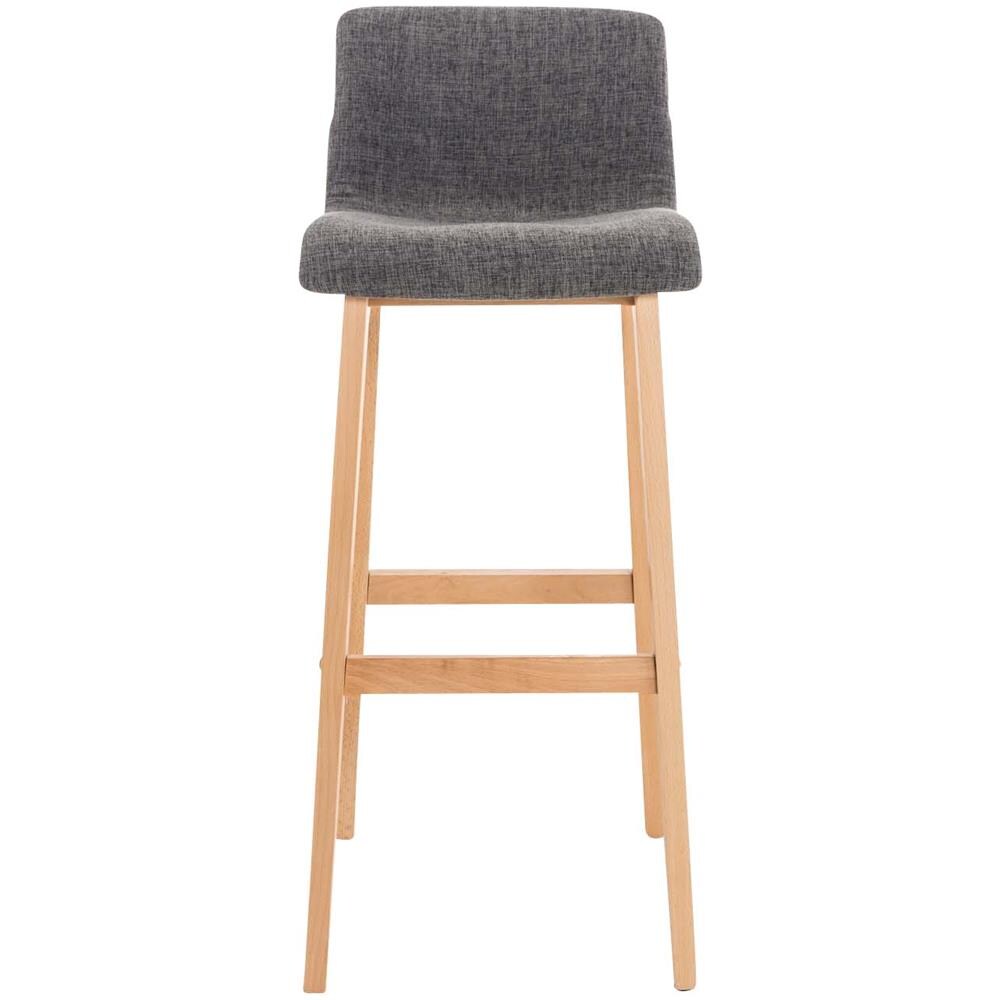 Sgabello Alto da Bar Hoover | Sgabello Bancone con Telaio in Legno Naturale e Seduta in Tessuto | Sgabello Imbottito, Alt. 77cm, 4 Gambe | Sgabello Design Cucina Grigio Chiaro - Foto 2