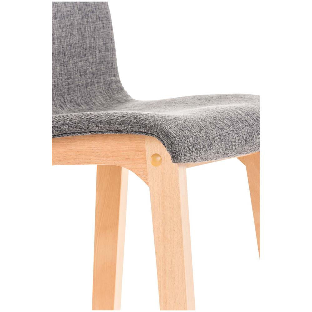 Sgabello Alto da Bar Hoover | Sgabello Bancone con Telaio in Legno Naturale e Seduta in Tessuto | Sgabello Imbottito, Alt. 77cm, 4 Gambe | Sgabello Design Cucina Grigio Chiaro - Foto 5