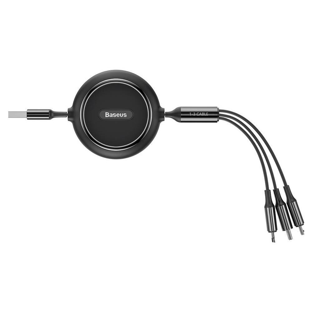 Cavo D'oro Loop 3-in-1 Cavo Dati Usb Per Elastico M + L + T 3.5a, 1,2 M Nero (camlt-jh01)  - Foto 2