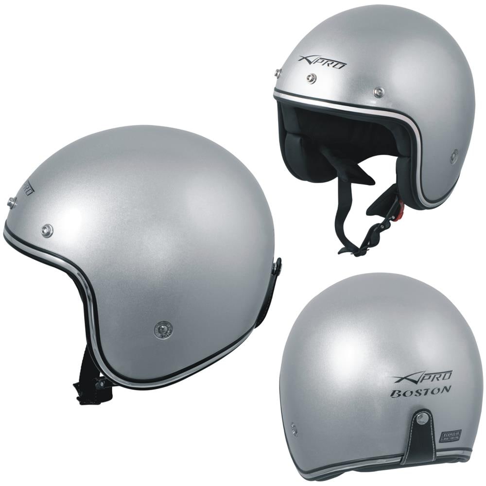 Casco Moto Jet Omologato Ece 22-05 Argento Custom Scooter Naked Style Tg. l - Foto 1