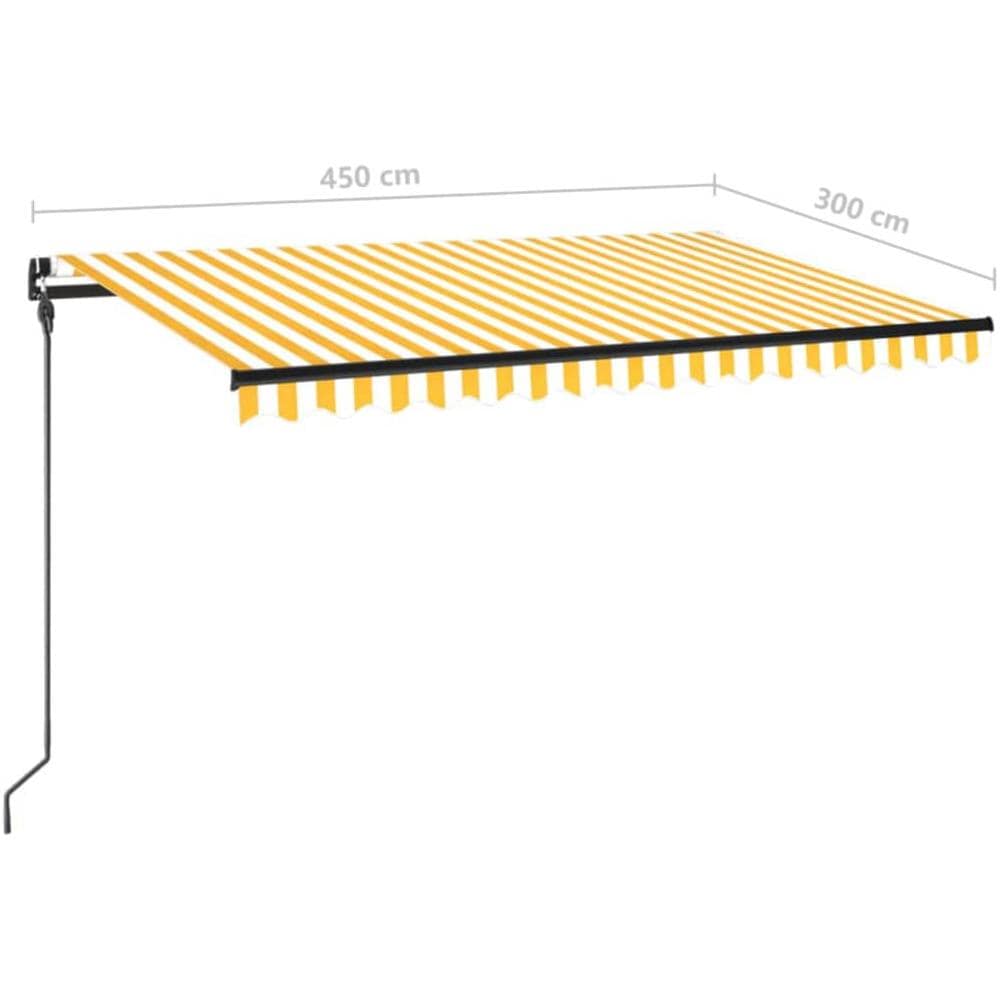 Tenda da Sole Retrattile Manuale e LED 450x300 cm Gialla Bianca - Foto 6