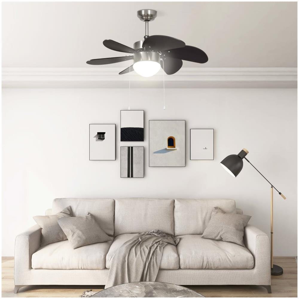 Ventilatore da Soffitto con Luce 76 cm Marrone Scuro - Foto 2