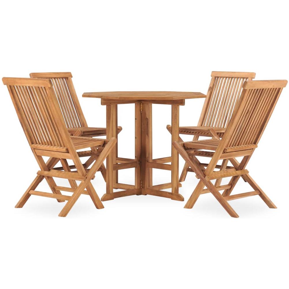 Set Da Pranzo Da Giardino 5 Pz Pieghevole In Massello Di Teak - Foto 2