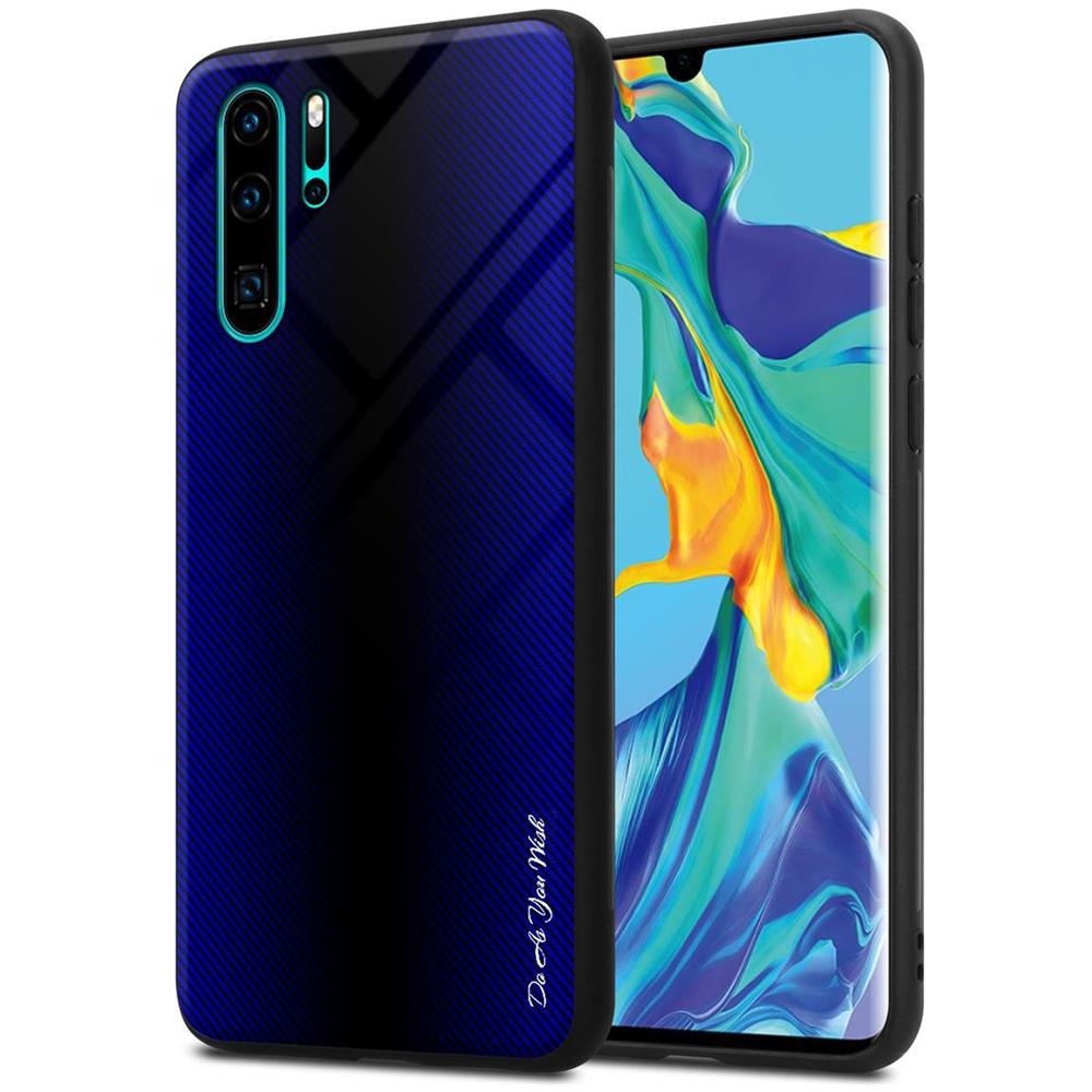 Cadorabo Custodia Compatibile Con Huawei P30 Pro - Ottica A Strisce In Cobalto Viola - Coperchio Protettivo In Vetro Temperato E Silicone Tpu - Foto 1