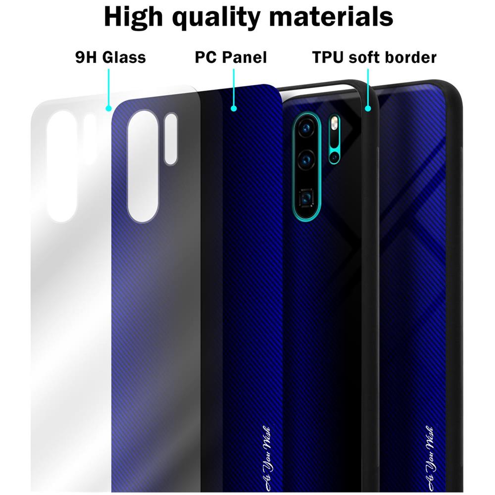 Cadorabo Custodia Compatibile Con Huawei P30 Pro - Ottica A Strisce In Cobalto Viola - Coperchio Protettivo In Vetro Temperato E Silicone Tpu - Foto 7