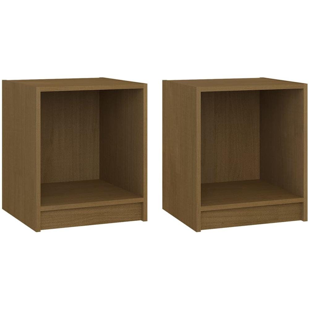 Comodini Marrone Miele 2 Pz 35,5x33,5x41,5 Cm In Legno Di Pino - Foto 2