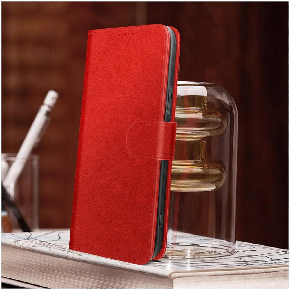 Custodia Per Iphone 14 Pro, Portacarte E Funzione Supporto Rossa - Foto 2