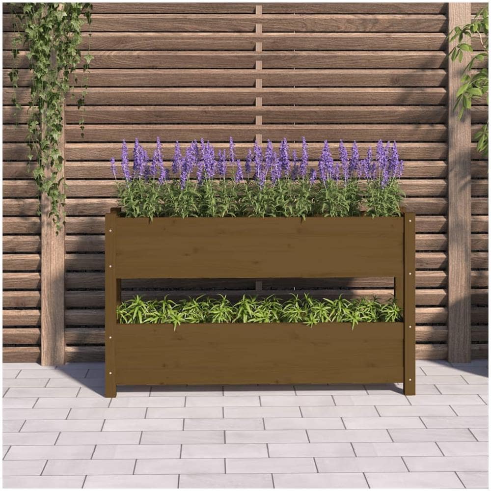 Fioriera Miele 112x25x66 Cm In Legno Massello Di Pino - Foto 2