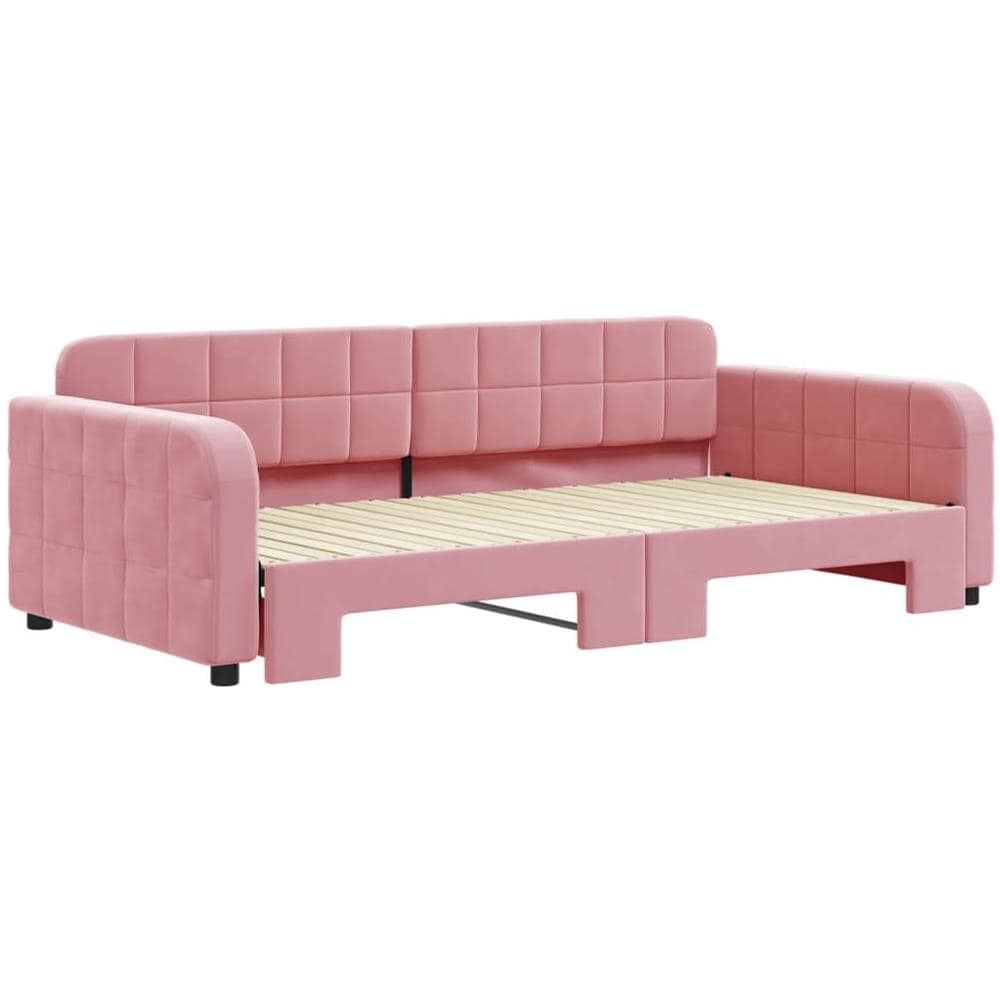 Divano Letto con Letto Estraibile Rosa 100x200 cm in Velluto - Foto 3