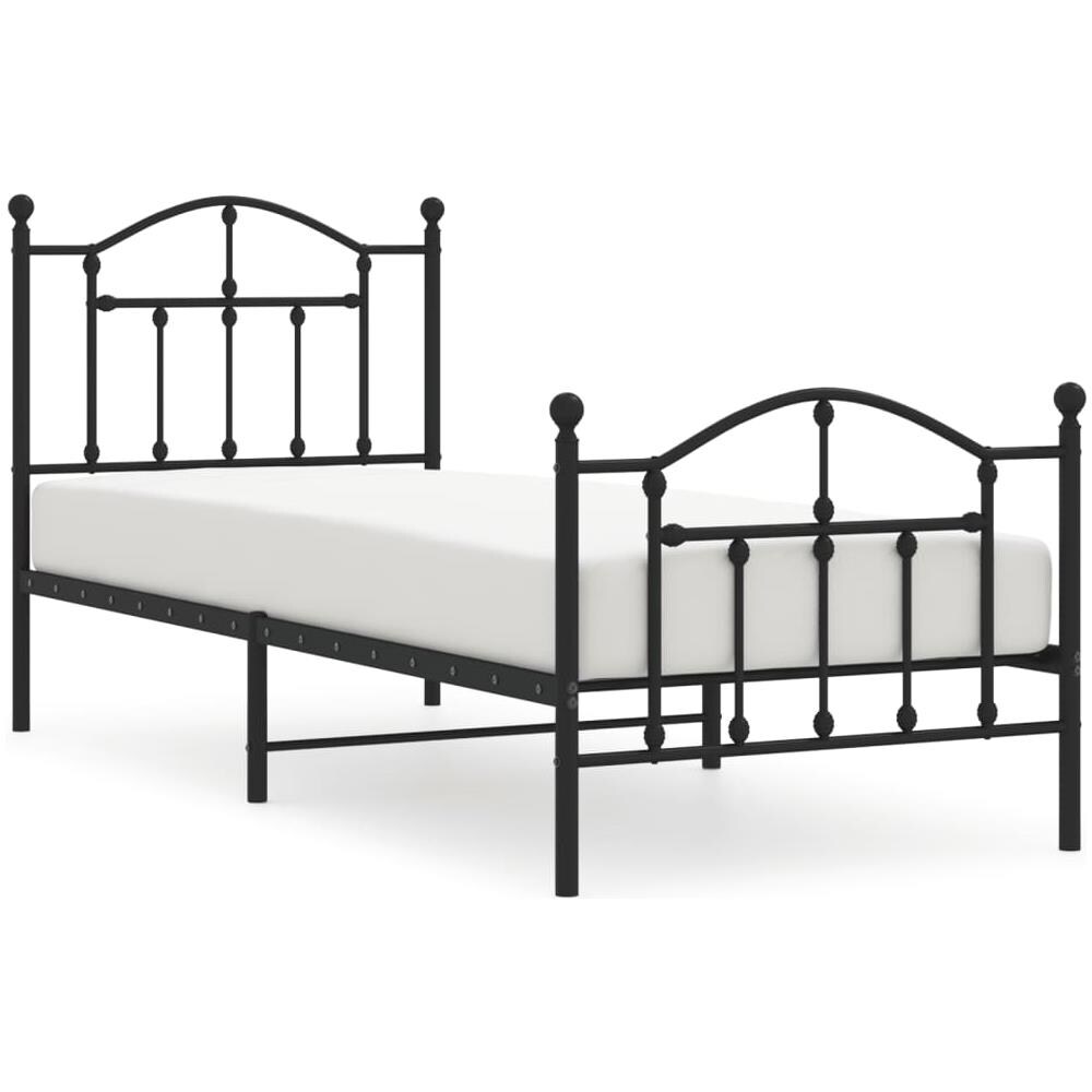 Giroletto Con Testiera E Pediera Metallo Nero 90x200 Cm - Foto 2